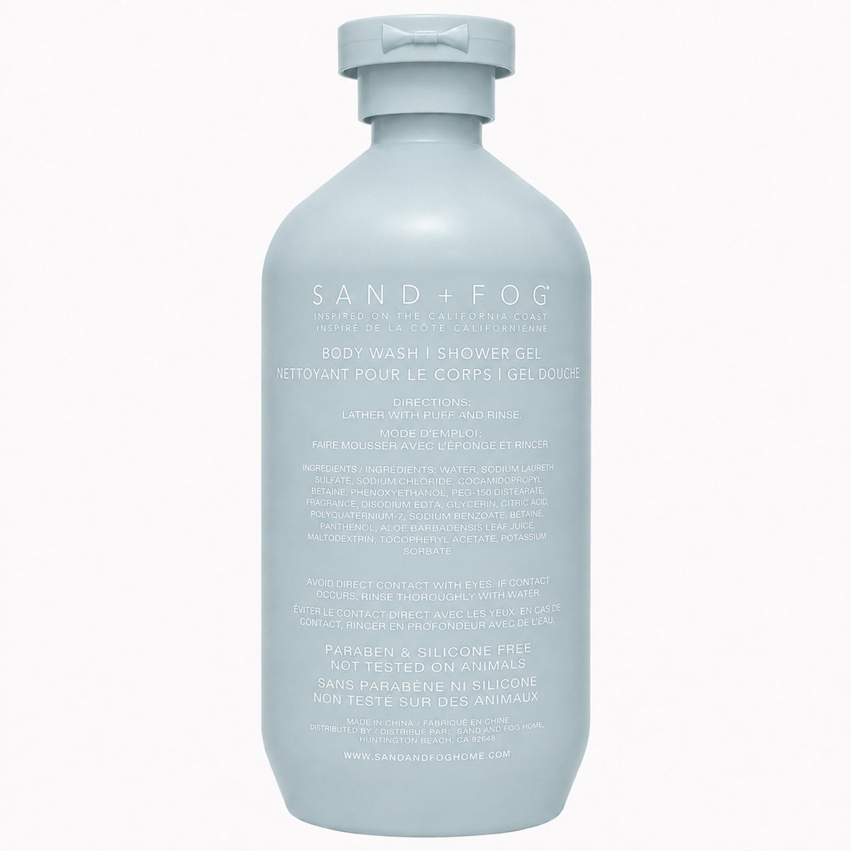 California Beach House shower gel back label with ingredients and directions